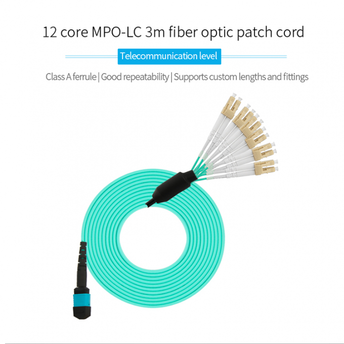 3M 12 creusent MPO à plusieurs modes de fonctionnement à la corde de correction optique de fibre de LC